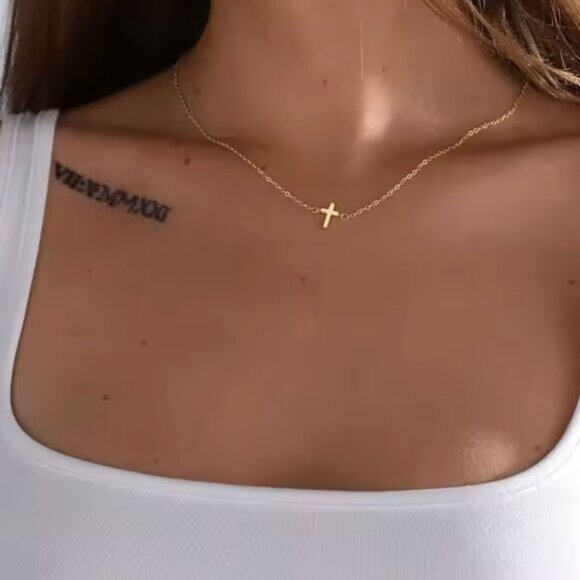 14K Gold filled Layering Cross Necklace - Picture 3 of 4